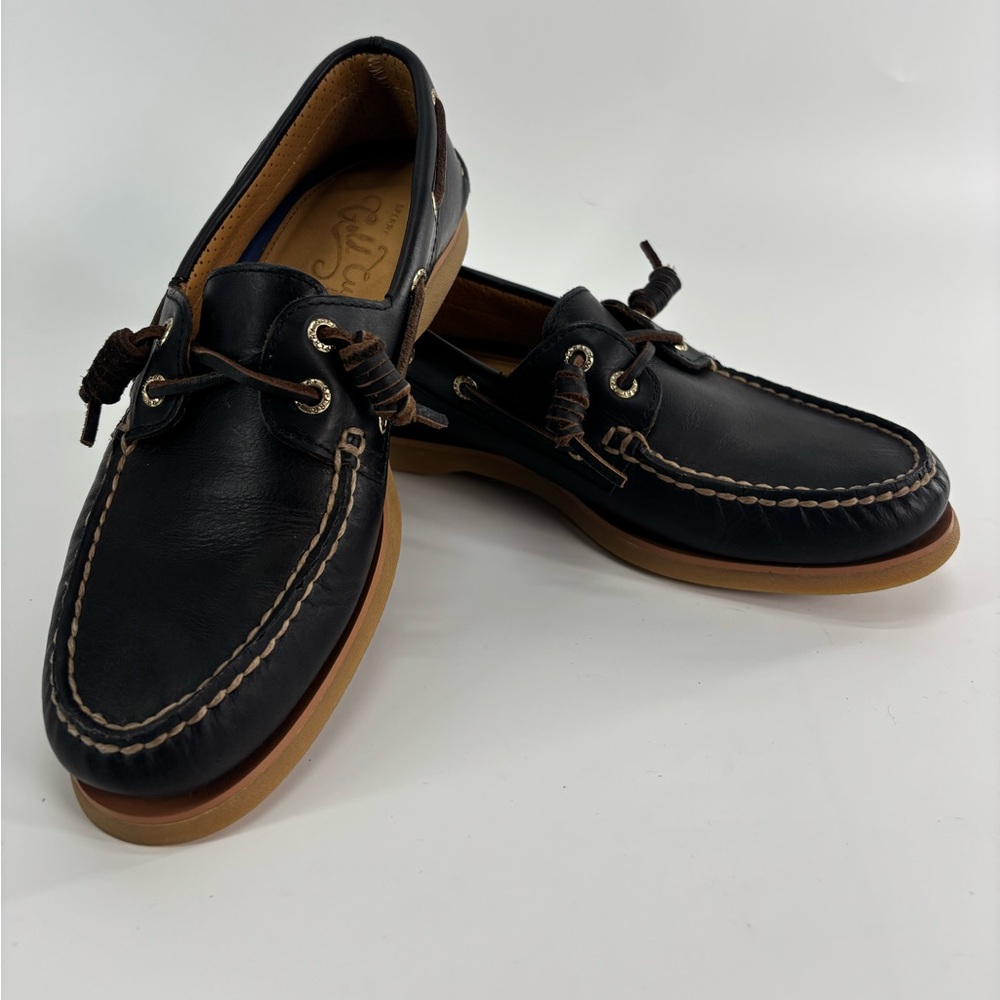 Sperry Gold Cup 2 eye boat shoe 7.5 black slip on loafer